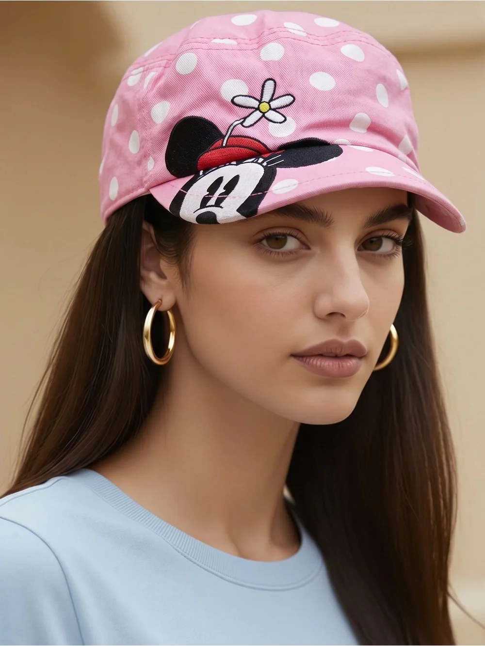 Disney Parks Minnie Mouse Pink White Polka Dot Youth Hat Adjustable